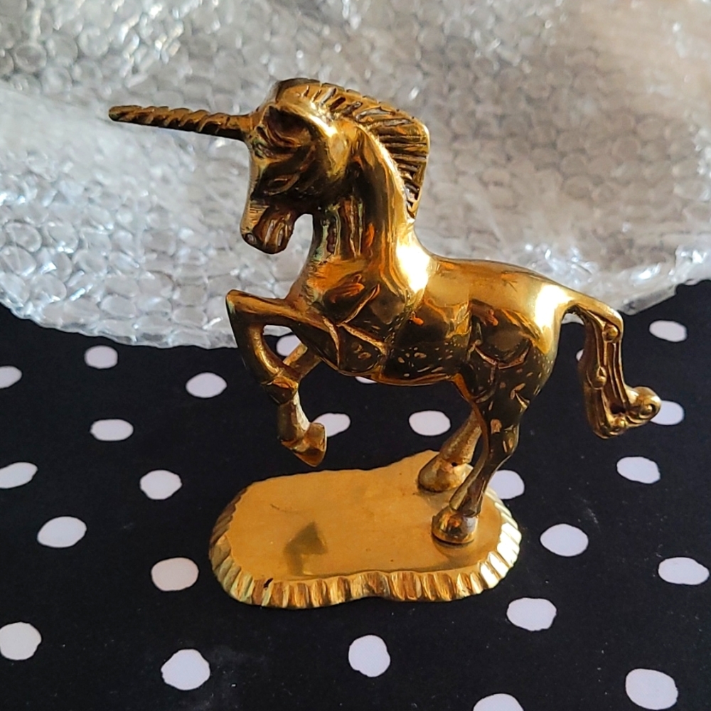 Solid brass unicorn figurine.  Vintage.